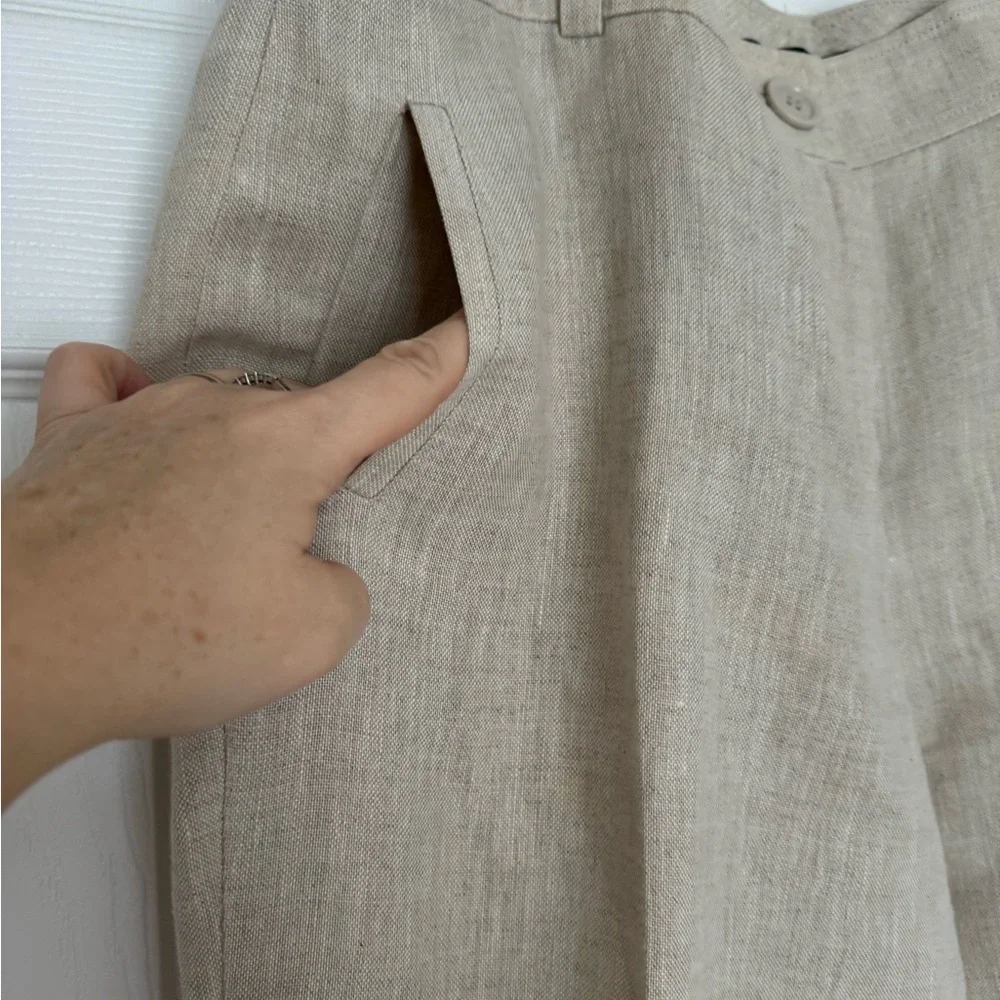 Talbots Pure linen Petite 14 women’s wide leg tan pants - Picture 5 of 8